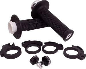Odi Micro-X Lock-On handvaten Half Waffle Zwart/Zilver (voor KTM/Husqvarna/Gas Gas 50/65cc) & Kawasaki KX 65/85