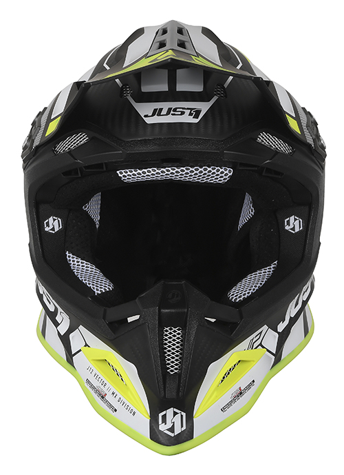 Just1 J-12 Pro Vector Zwart/Wit/Fluor Geel/Carbon crosshelm Maat M ( 58-59 cm omtrek ) - Afbeelding 4