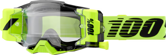 100% Armega Forecast Roll Off Crossbril Fluor Geel - Helder Lens ( 50mm roll off )