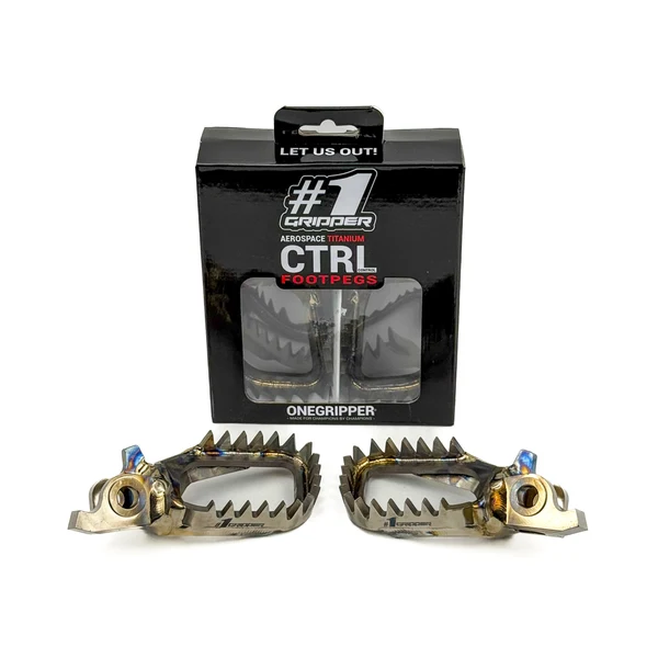 Onegripper Ti-CTRL Mud-Free Titanium voetsteunen #1 60mm Honda CR 125R/250R 02-07 & CRF 250R 04- & CRF 250X 04- & CRF 250RX 19 & CRF 450R 02- & CRF 450RX 17- & CRF 450X 05- & Kawasaki KX 250F/450F 2006- ( 0 mm down / 0 mm back )
